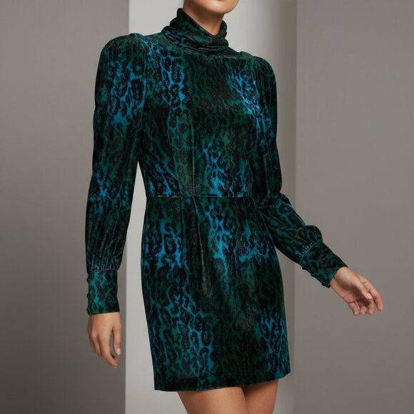 $438 RONNY KOBO Gwen velvet leopard print dress - Picture 1 of 11